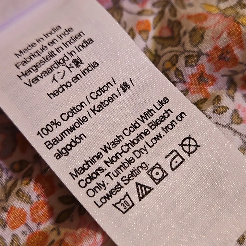 J.Crew Cotton Cinched waist puff sleeve nap dress scattered blooms cottagecore M